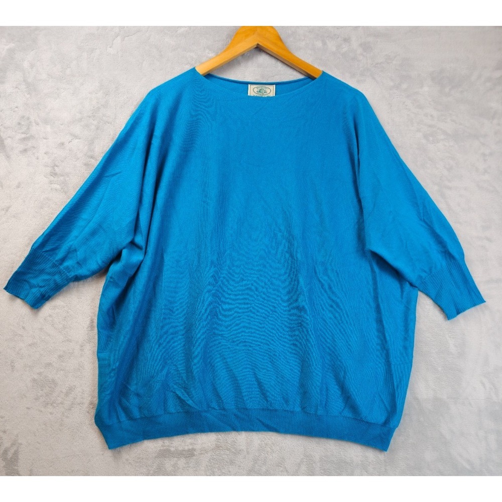 McCulley's Highlands NC Blue Cashmere Silk Tunic Sweater XXL 3/4 Sleeve *Flawed*